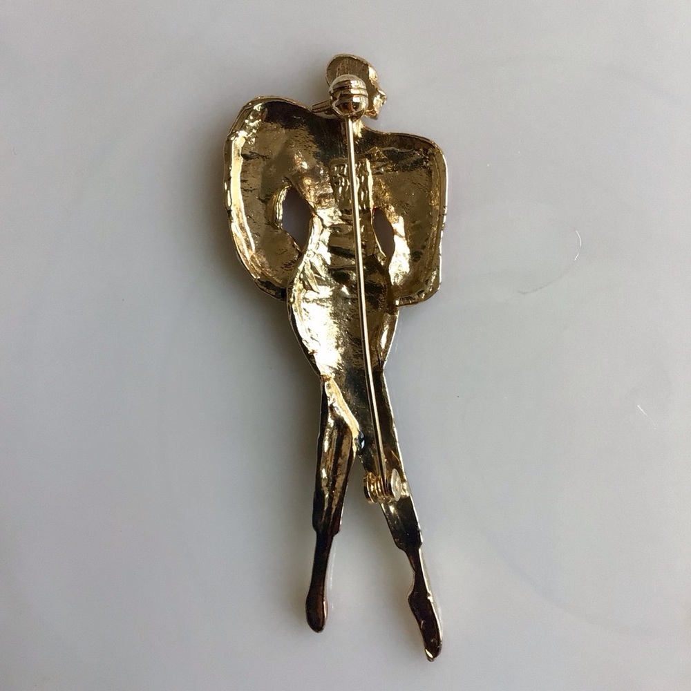 Vintage Red and Blue Elegant Figure Brooch - Picture 4 of 4